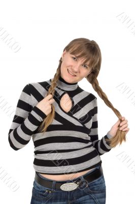 girl with pigtail