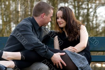 Young couple tempting