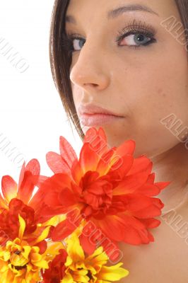 beautiful model with flowers