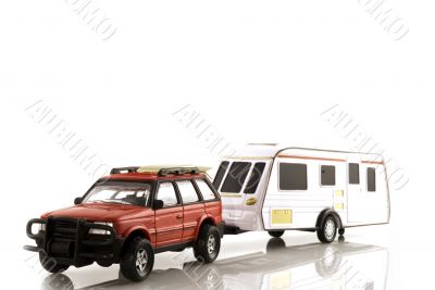 caravan with automobile