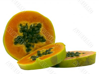 Papaya Over White Background