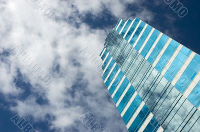 Blue glass skyscraper