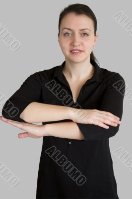 woman has fold one`s arms