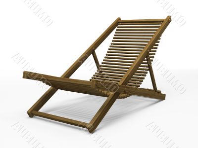 Wooden chaise longue isolated on white background 3D rendering