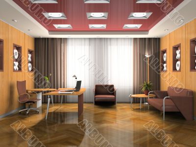 Interior of the modern waiting room 3D rendering