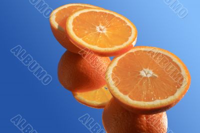 Orange on blue