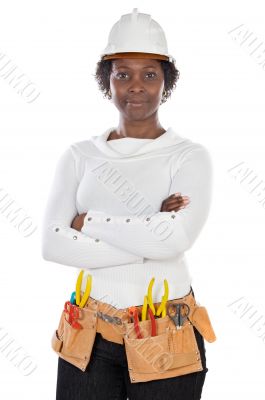 woman with helmet and tools
