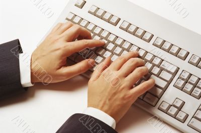 People hands on the keyboard