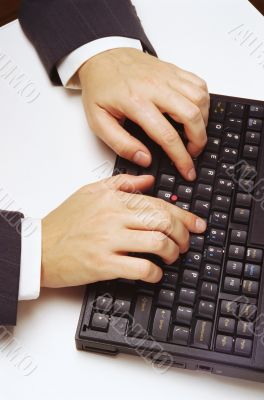 Notebook and people hands