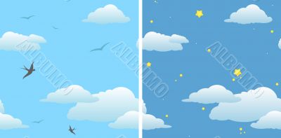 two seamless background - day sky & night sky