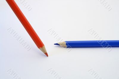 Two coloured pencils