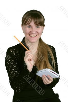 girl with pencil and notebook