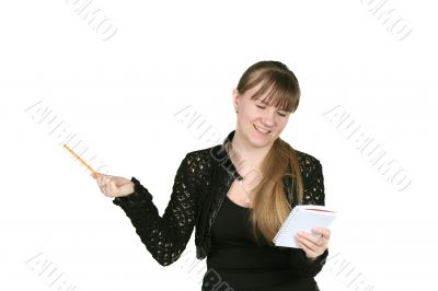 girl with pencil and notebook