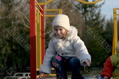 merry child on playground