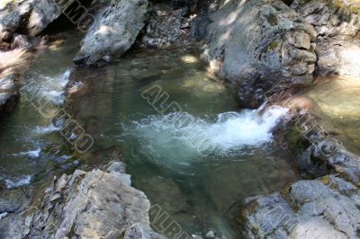 bathing in small waterfalls