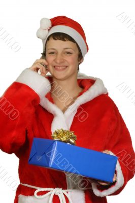 Santa girl on the phone