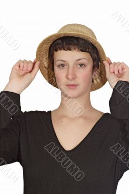Young woman with topee
