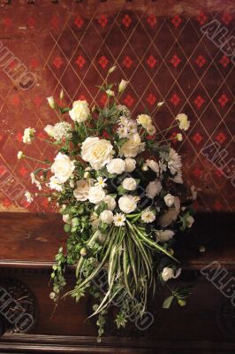 White flowers in ancient interior