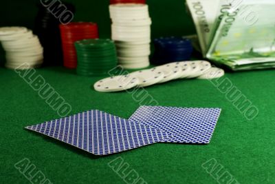 two cards on the casino table