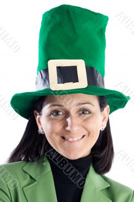 Woman whit a hat green