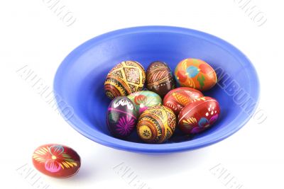 easter eggs in blue