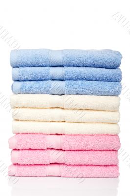 Multicolored towels stacked