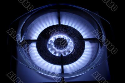 blue fire of the gas