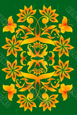 Grunge floral background. Vector illustration.