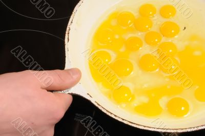 Fried eggs on the skillet