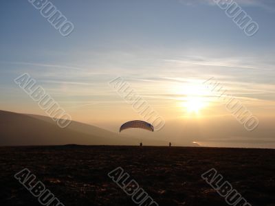 Flight on the sunset