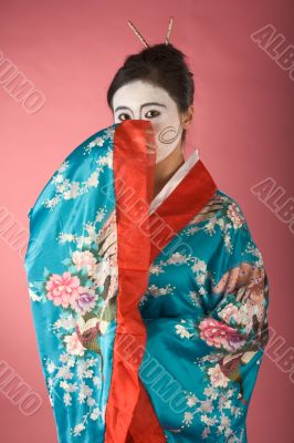 Shy Geisha in yukata