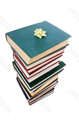 Pile of books in gift packing isolated