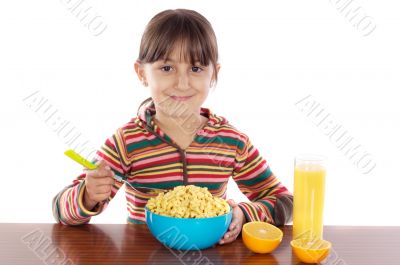Girl eating breakfast