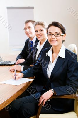 Row of business people