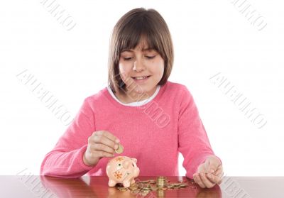 Girl with money box