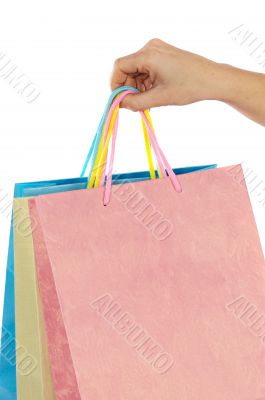 Hand whit bags