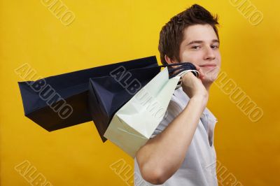 handsome man with presents