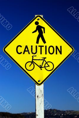 Caution - Pedestrian and Bicycle Traffic sign