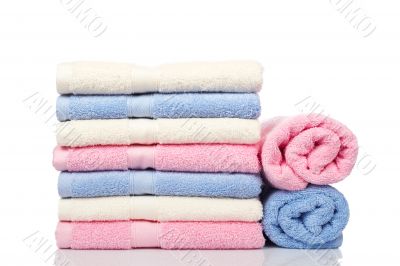Multicolored towels stacked