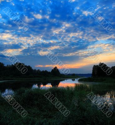 blue sunset lake