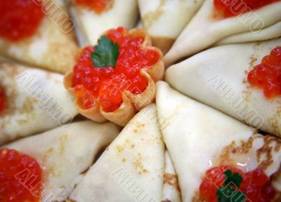 Pancakes with caviar