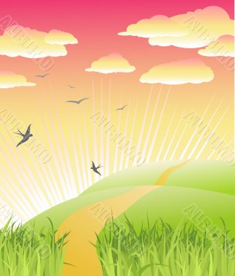 beautiful morning / nature / vector illustration