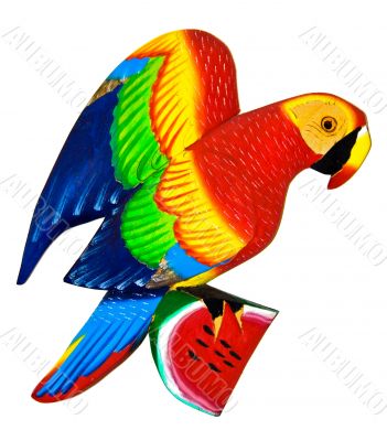 handmade wooden colorful parrot