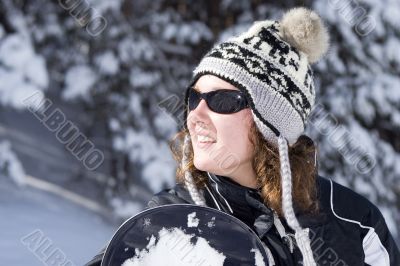 Beautiful girl snowborder