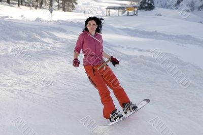 Beautiful girl snowborder