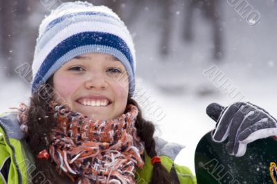 Beautiful girl snowborder