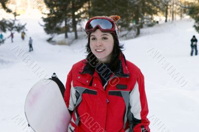Beautiful girl snowborder