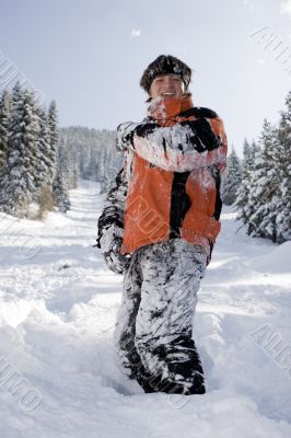A  lifestyle image of snowboarder after incide