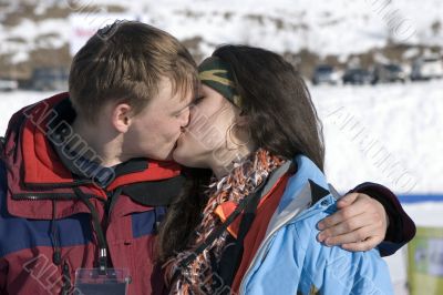 young happy couple kissing