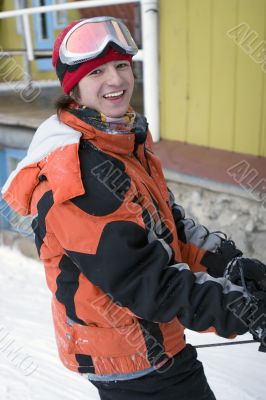 A health lifestyle image of young snowboarder